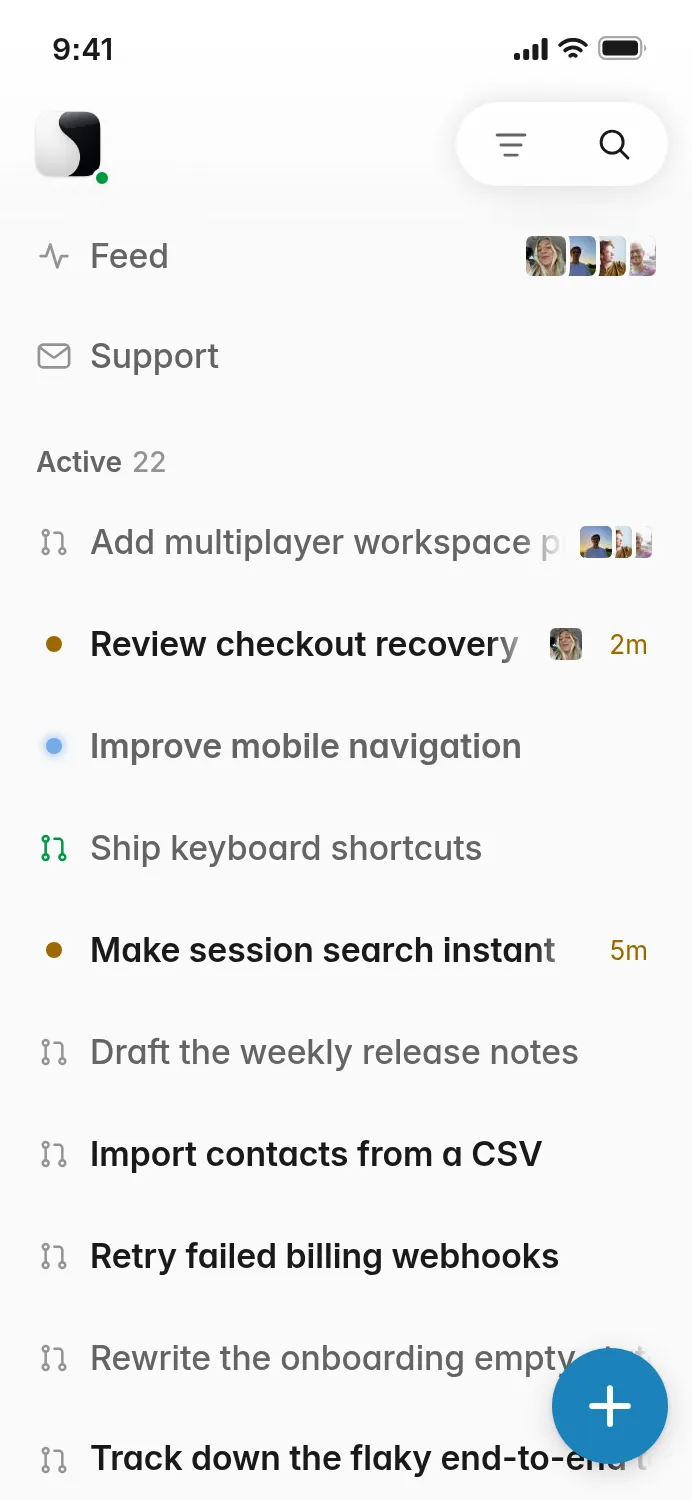 The same session open in Open Session on a phone.
